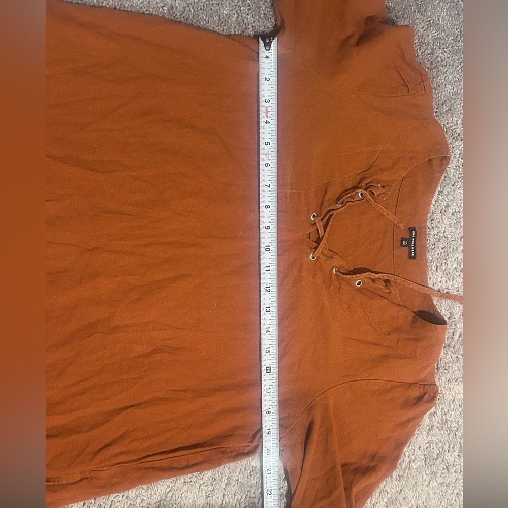 Who What Wear Medium Orange Lace-Up Dress - Picture 6 of 7